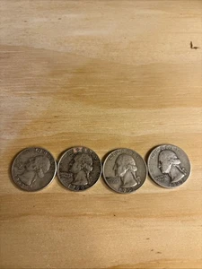 Lot 4 Washington Silber Viertel verschiedene Daten 1947 1957 1960 1962 - Bild 1 von 7