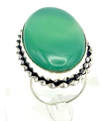 Large Green Oval Statement Ring – Tribal Vintage Style – UK Size R - Image 1 of 4
