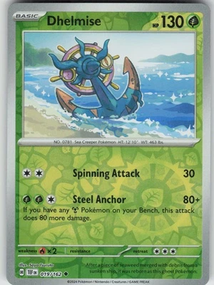Pokemon Dhelmise 019/162 SV05: Temporal Forces Uncommon Reverse Holo Near Mint - Image 1 of 2