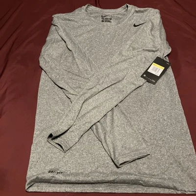 Brand New Men’s Long Sleeve Gray Nike Dri Fit Tee Size Small - Image 1 of 4