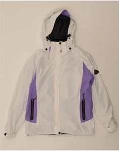 KILLTEC Womens Hooded Rain Jacket US 10 Large White Colourblock Polyester RH19 - Picture 1 of 6
