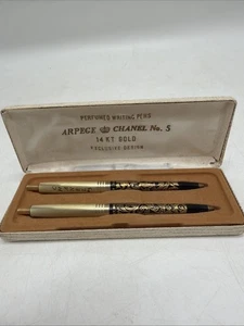 1960's Perfumed Pen Set Gold & Black with Leatherette Case. - Picture 1 of 9