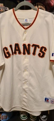 Camiseta Russell Auténtica de los Gigantes de San Francisco Barry Bonds MLB XL 44 Crema Foto 1 de 2