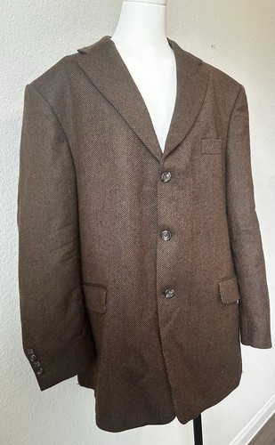 Burberry London taglia 46R uomo sportivo con risvolto intagliato marrone scozzese 100% lana