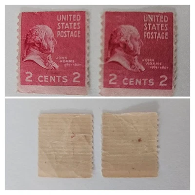Pair 1938 John Adams 2 Cent Carmine Coil Stamp Scott #806 MNH, OG, Uncirculated - Image 1 of 4