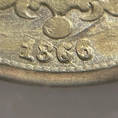 1866 Rays Shield Nickel Doubled Date & Die Break Errors NGC AU58 RARE - Image 1 of 4