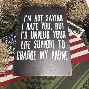 Charge My Phone 8x12 Blechschild Garage Mann Höhle lustig Auto Shop - Bild 1 von 5