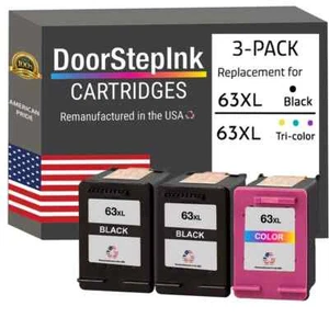 Wkłady atramentowe kompatybilne z DoorStepInk do HP 63XL 2 czarny/1 trójkolorowy 3-pak-USA - Zdjęcie 1 z 5