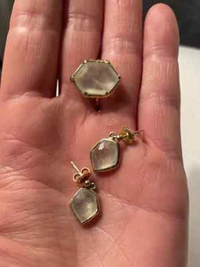 Gorgeous Prehnite, rare genuine green gemstone, gold vermeil earrings and ring - Picture 1 of 5