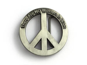 Peace Symbol Belt Buckle for Leather Belts Without Buckles - 1.5" or 38mm Wide - Picture 1 of 4