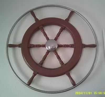 SHIPS STEERING WHEEL, 29.5", Genuine salvaged boat wheel, @1970 - Image 1 of 4