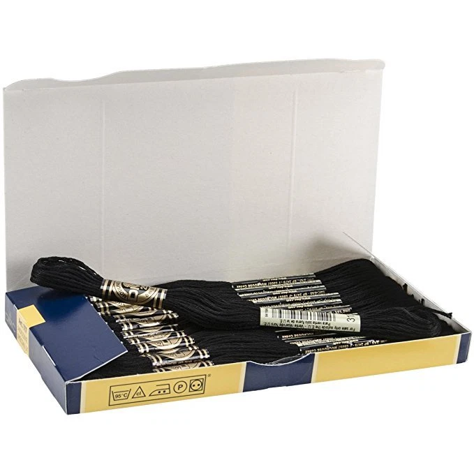 "DMC 117-310 Mouline Stranded Cotton Six Strand Embroidery Floss Thread, Black, 8.7-Yard"