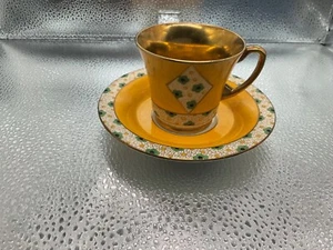 RARE! CROWN DEVON FIELDINGS ENGLAND ART DECO DEMITASSE ESPRESSO CUP & SAUCER SET - Picture 1 of 4
