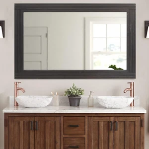 Hand-Made Wooden Spliced Wall Mirror for Bathroom, Rustic Farmhouse Vanity Mirro - Picture 1 of 8