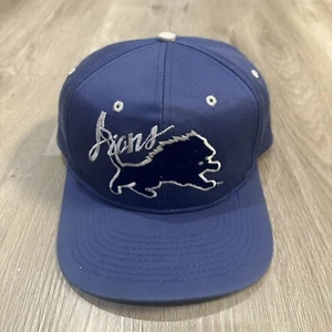 Vintage 90s Detroit Lions AJD Twill Script Logo SnapBack Hat Cap - Picture 1 of 5