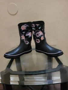 Women's Multicolor Rose Rain Boots,Size 10,Cond.is V.Gd - Picture 1 of 8