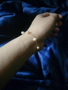 14K Rose Gold & Freshwater Pearl Bracelet By EFFY/ $150 - Picture 1 of 3