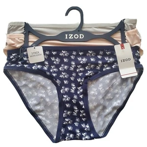 3 Pair IZOD Micro Bikini Panties, Size S, Blue, Pink, Gray, Gift (MP) - Picture 1 of 5