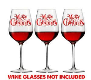 6 X CALCOMANÍAS DE VIDRIO DE VINO FELIZ NAVIDAD LOGOTIPO VENTANA NAVIDAD otros colores disponibles - Imagen 1 de 5