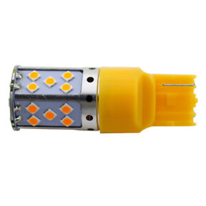 2x Amber 7440 T20 LED 35 SMD 3000LM Turn Signal Light Car Tail Reverse Lamp Bulb