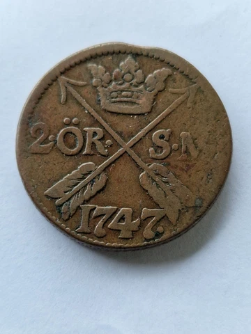 Sweden 2 Ore, S.M. 1747, Frederick I Cover