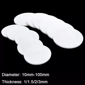 Solid Round PTFE Sheet High Temperature Plate Dia 10mm-100mm Thick 1/1.5/2/3mm - Picture 1 of 8