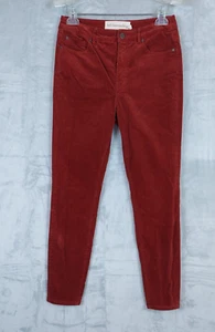 SOFT SURROUNDINGS High Rise Corduroy Skinny Pants Size 6 Red Stretch 28x27 - Picture 1 of 6