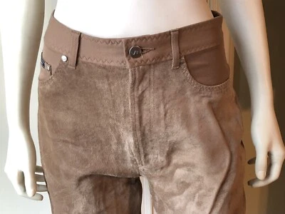 Новый Votre Nom кожи замши джинсы брюки Couture высокая талия коричневый размер 38 6 8 - Изображение 1 из 4