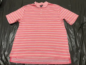 Brooks Brothers 346 Polo Shirt Size Large Mens Pink Striped Short Sleeve Cotton - Picture 1 of 5