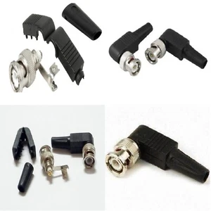 10 PEZZI CONNETTORE BNC MASCHIO angolo 90° rapido a vite cavo COASSIALE RG59 - Foto 1 di 2