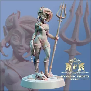 Anya - Tiefling Demon Huntress Barefoot NSFW - Dynamic Prints D&D Pinup Mini - Picture 1 of 4