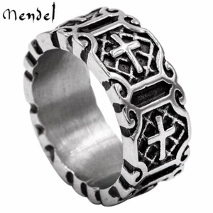 MENDEL Herren Edelstahl Gothic Christ Kreuz Band Ring für Männer Größe 6-15 - Bild 1 von 6