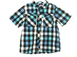 Dickies Plaid Shirt Boys Size XL (7X) Front Buttoned Short Sleeves Chest Pockets - Picture 1 of 5