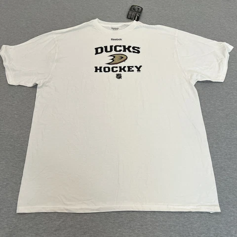 Men's Reebok Anaheim Ducks White Cotton Short Sleeve Shirt size 2XL Cover