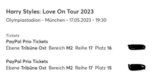 2x Tickets für Harry Styles am 17.5 in München - Tribünenplätze - Bild 1 von 2