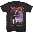 ACDC Shoot To Thrill Men's T Shirt Guitar Shredding Rock Band Album Tour Merch