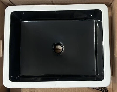 Fregadero de baño Kohler K-2882-7 vertical con desbordamiento en negro LEER Foto 1 de 4