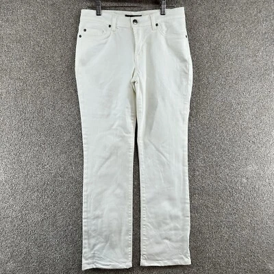 Pantalones de mezclilla para mujer David Kahn 2 blancos tiro medio pierna recta Foto 1 de 4