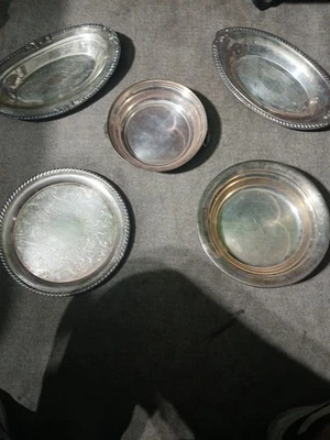 Lote de 8 platos para servir plateados en muy buen estado Foto 1 de 4