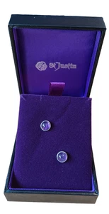 Gemstone Pewter Stud Earrings by St Justin - Moonstone, Lapis Lazuli or Amethyst - Picture 1 of 6