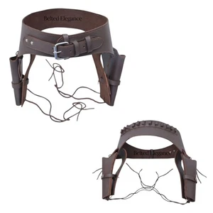 Cowboy Western Revolver Double Gun Holster Belt Plain BROWN Genuine Leather New - Picture 1 of 7