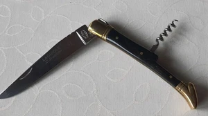 Lagiole Tradition  mit Korkenzieher, wie neu, Messingbacken, Horngriff - Bild 1 von 9
