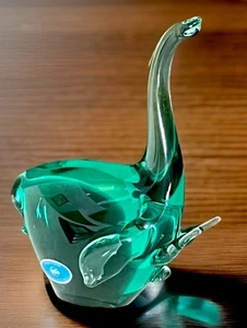 Zelezny Brod Sklo fermacarte elefante portafortuna in vetro artistico ceco soffiato a mano verde 6" - Foto 1 di 23