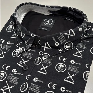 Volcom X Skullphones Collab Short Sleeve Collared Button Down Shirt Size XXL NWT - Picture 1 of 8