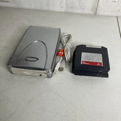 Iomega Zip 100 USB-Powered External Drive Silver Clear Translucent Shell W/ Disc - Image 1 of 4