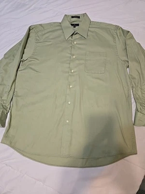 Valerio Garati 男式橄榄色长袖 16 34/35 纽扣衬衫 — 第 1/3 张图片