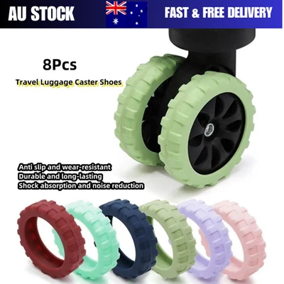 8PCS/Set Silicone Travel Luggage Caster Shoes Luggage Wheels Protector Luggage - image 1 of 4