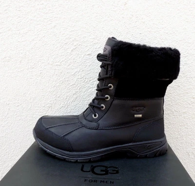 UGG BUTTE BOTAS DE NIEVE DE INVIERNO DE CUERO IMPERMEABLES NEGRAS, HOMBRES US 9/ EUR 42 ~NUEVAS Foto 1 de 4