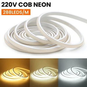 Flexible COB LED Strip Rope Lights 220V 240V Waterproof IP67 Tape Lamp UK Plug - Picture 1 of 23