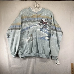 Felpa Artigiani Vintage Cardigan Tasche 2 Colombe Ponte Rosso Texturizzato Neve M - Foto 1 di 21